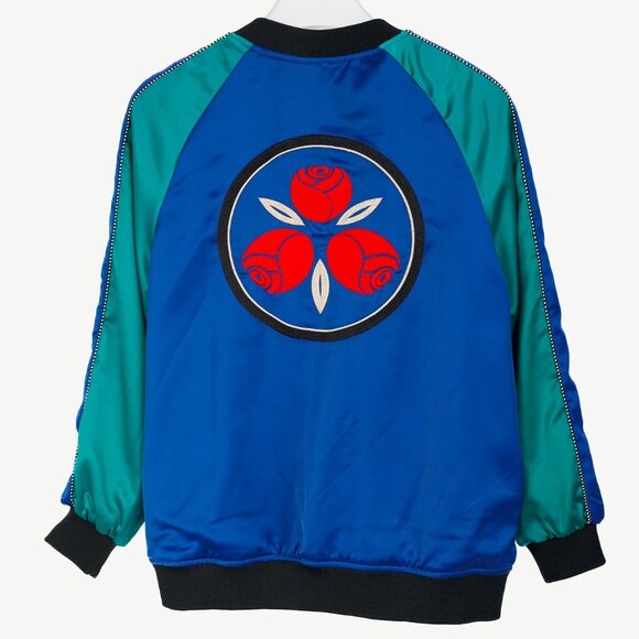 Opening Ceremony Reversible Blue & Black Embroidered Bomber Jacket - Picture 3 of 16